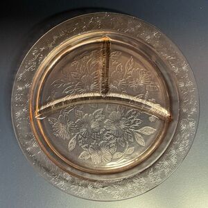 Elegant Vintage Floral Glass Plate - Pink